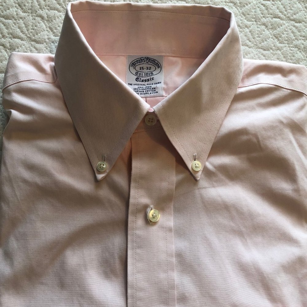 Brooks Brothers 1818 classic orig. polo, Lng sleeve, Peach Button Up  15-32